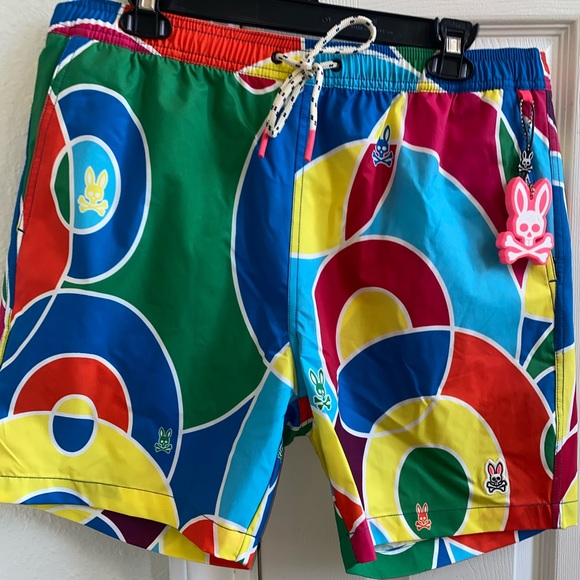 SOLD‼️NWT MENS PSYCHO BUNNY DARWIN SWIM SHORTS (SEAPORT BLUE)- SIZE LARGE - Picture 2 of 15